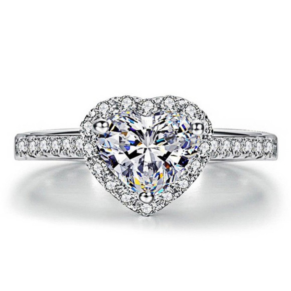 Jewelry - New Heart Ring 1.5ct CZ Solitaire .925 Silver